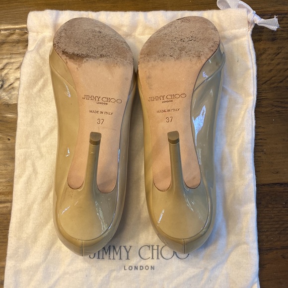 Jimmy Choo Peep Toe Patent Leather Pumps - Picture 6 of 7